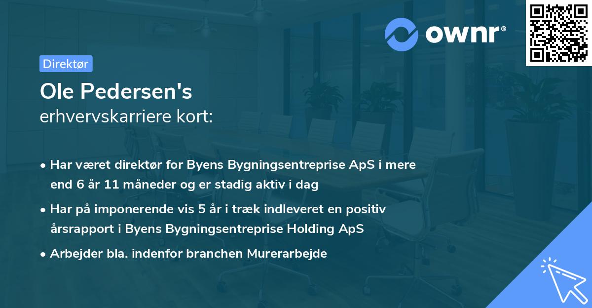 Ole Pedersen's erhvervskarriere kort