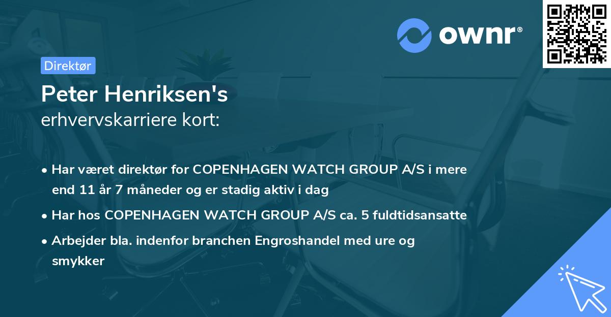 Peter Henriksen's erhvervskarriere kort