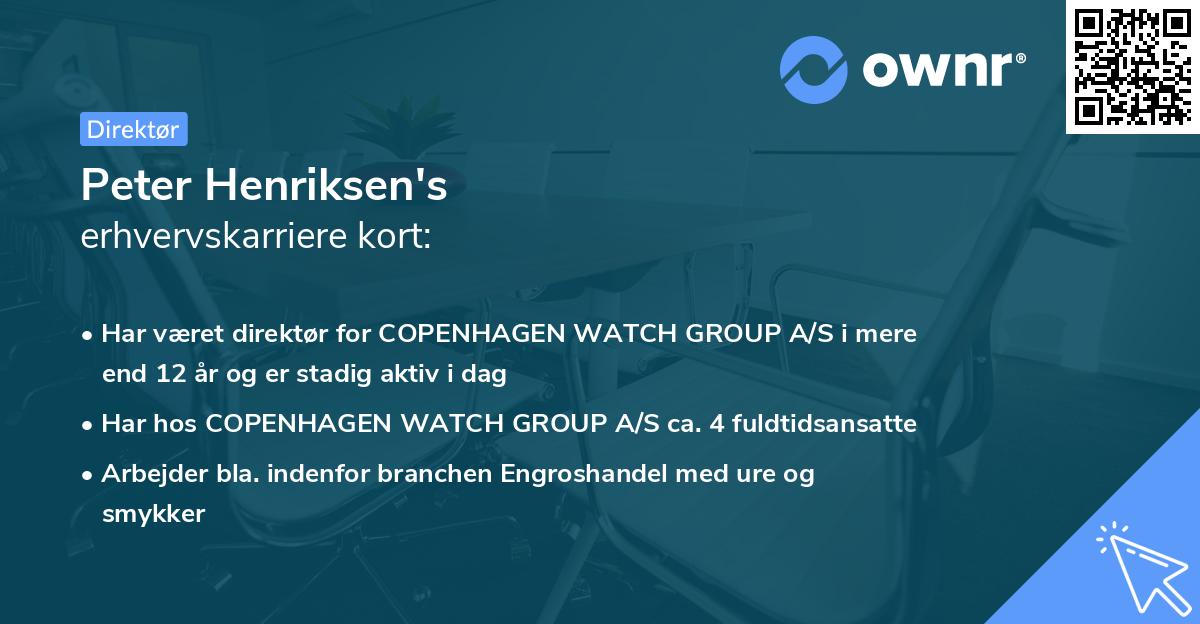 Peter Henriksen's erhvervskarriere kort