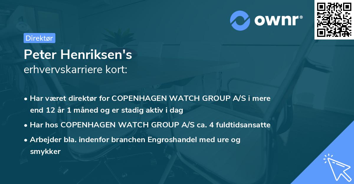 Peter Henriksen's erhvervskarriere kort