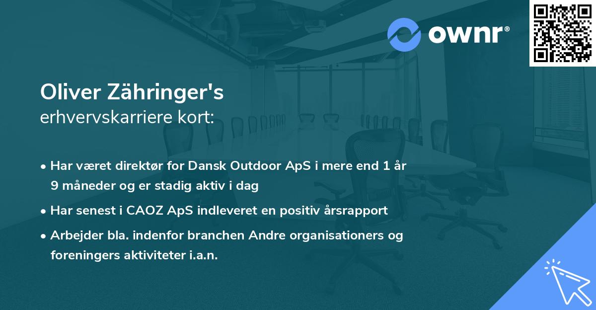 Oliver Zähringer's erhvervskarriere kort