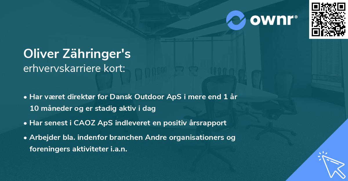 Oliver Zähringer's erhvervskarriere kort