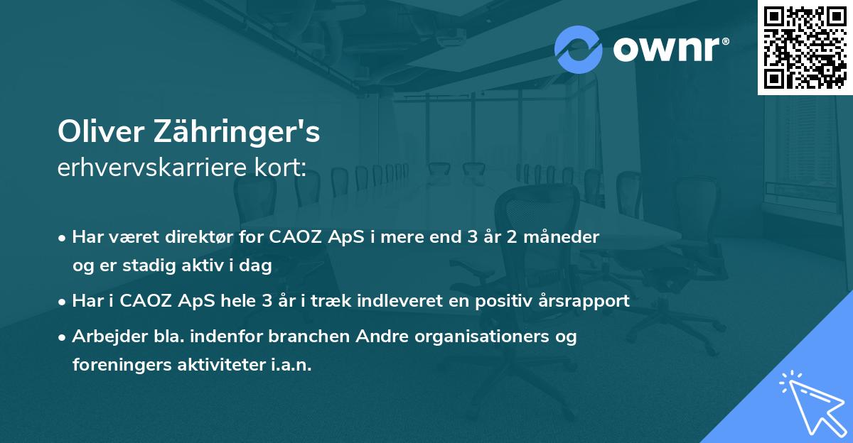 Oliver Zähringer's erhvervskarriere kort