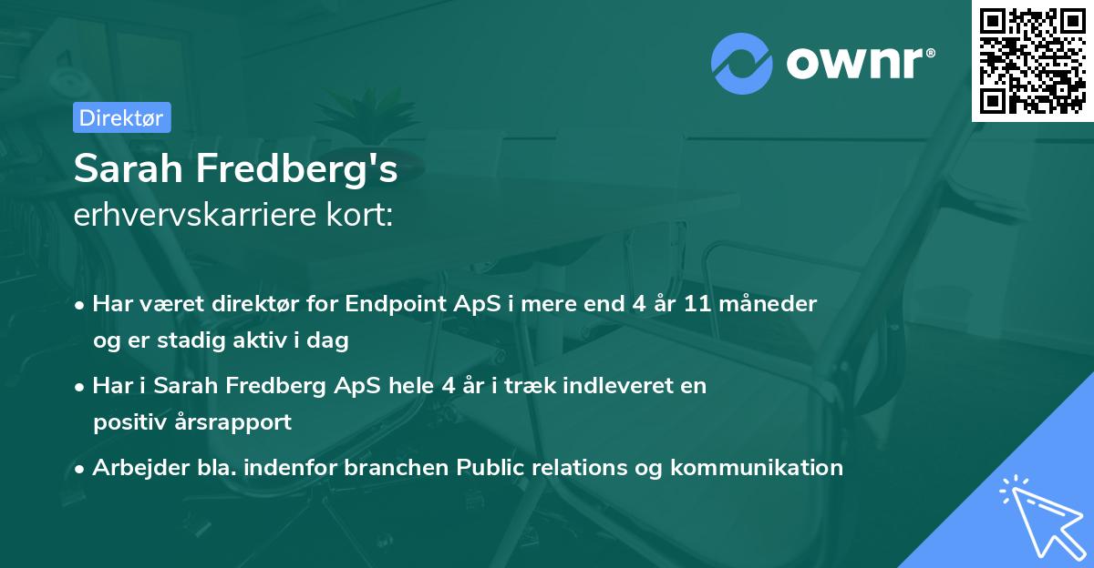 Sarah Fredberg's erhvervskarriere kort