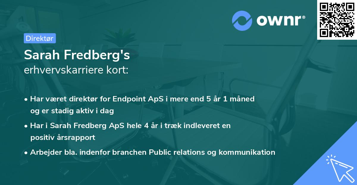 Sarah Fredberg's erhvervskarriere kort