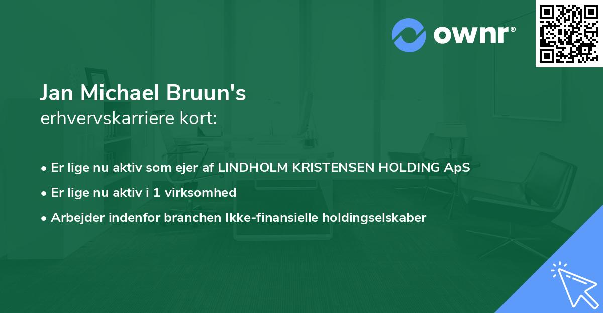 Jan Michael Bruun's erhvervskarriere kort