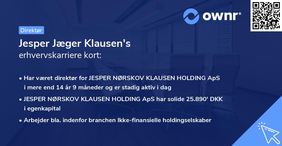 Jesper Jæger Klausen's erhvervskarriere kort