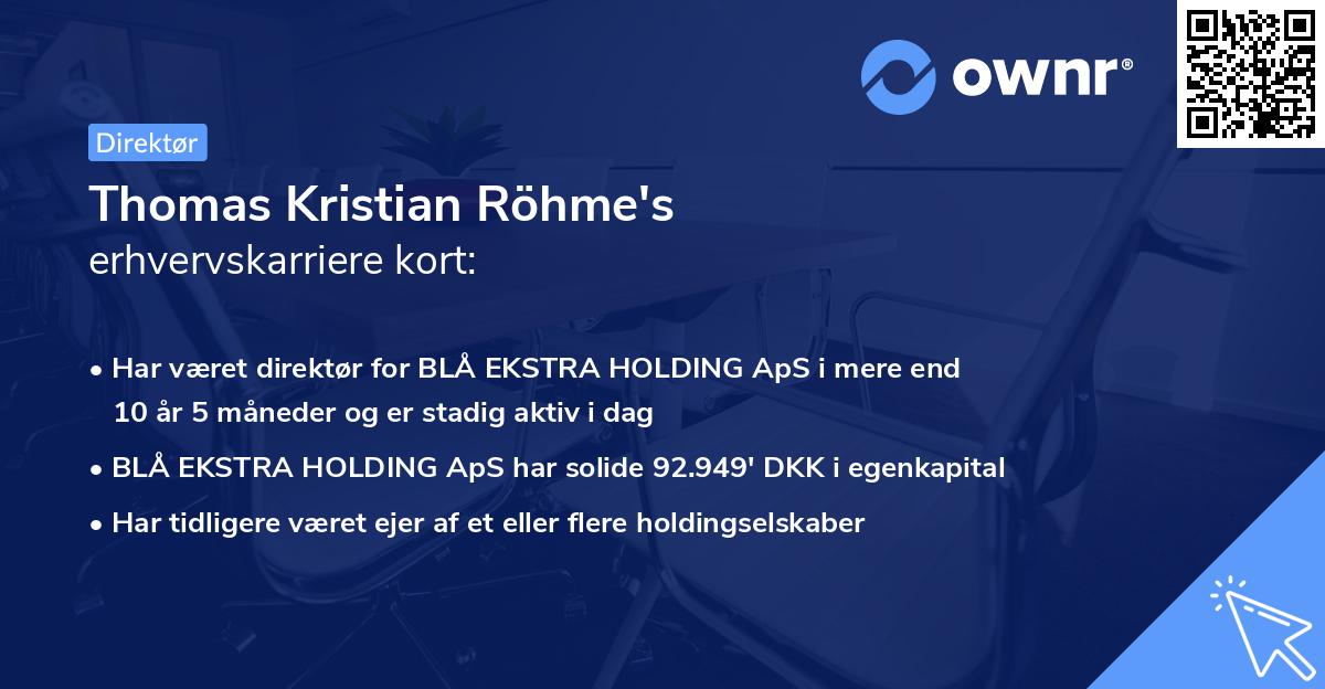 Thomas Kristian Röhme's erhvervskarriere kort