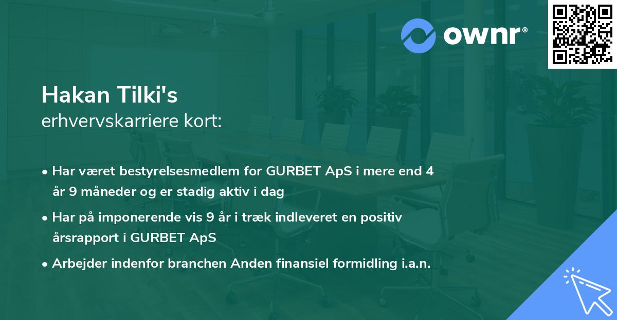 Hakan Tilki's erhvervskarriere kort