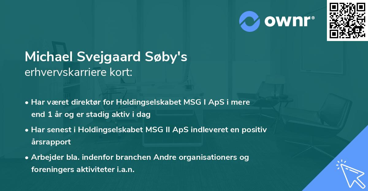 Michael Svejgaard Søby's erhvervskarriere kort
