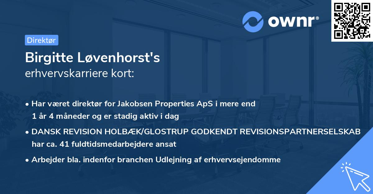 Birgitte Løvenhorst's erhvervskarriere kort