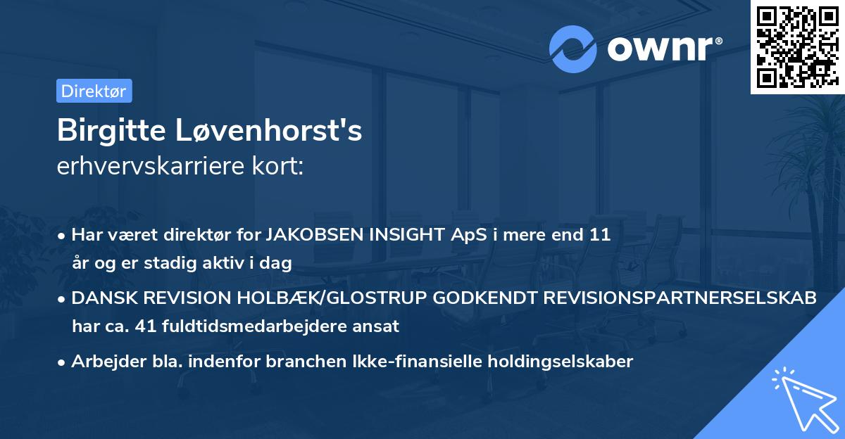 Birgitte Løvenhorst's erhvervskarriere kort