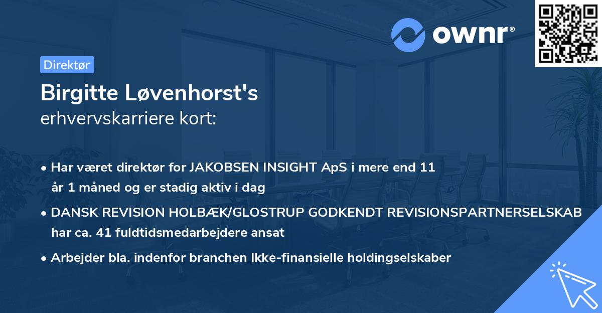 Birgitte Løvenhorst's erhvervskarriere kort
