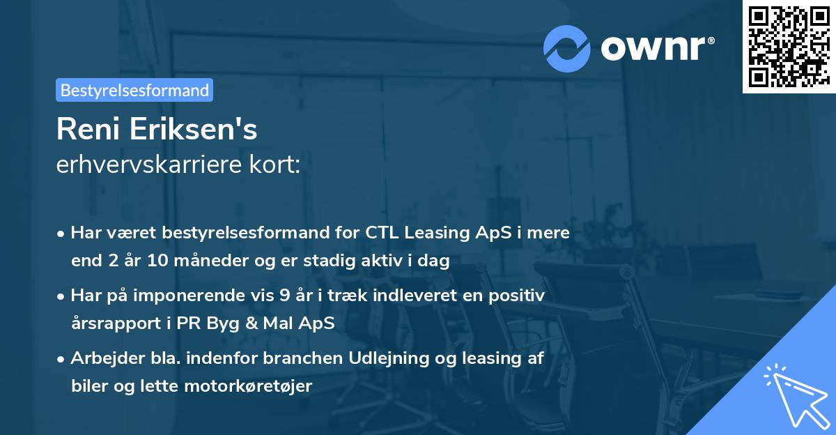 Reni Eriksen's erhvervskarriere kort