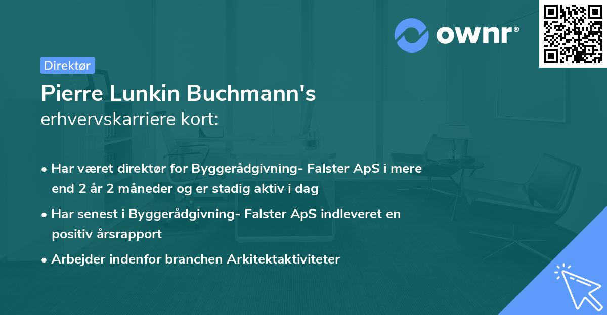 Pierre Lunkin Buchmann's erhvervskarriere kort