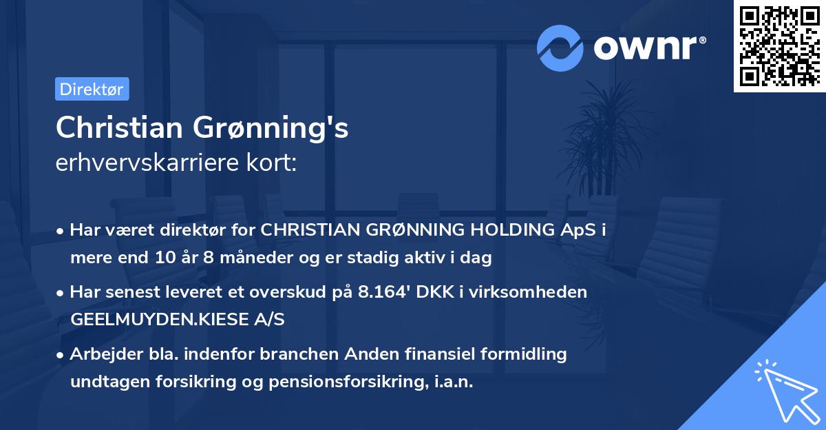 Christian Grønning's erhvervskarriere kort
