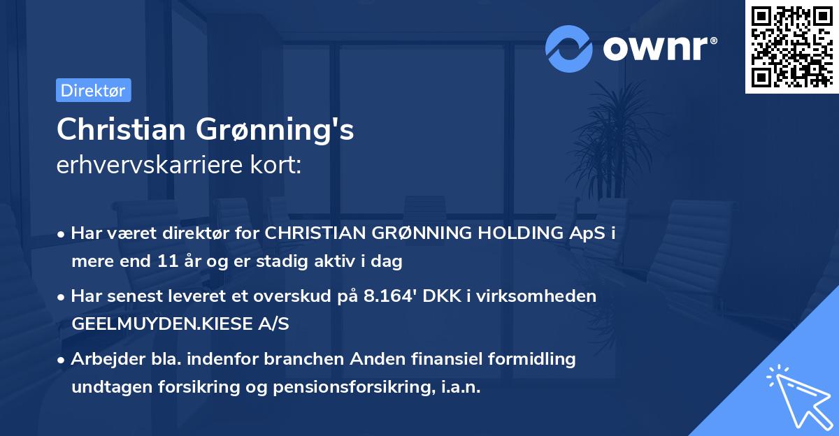 Christian Grønning's erhvervskarriere kort