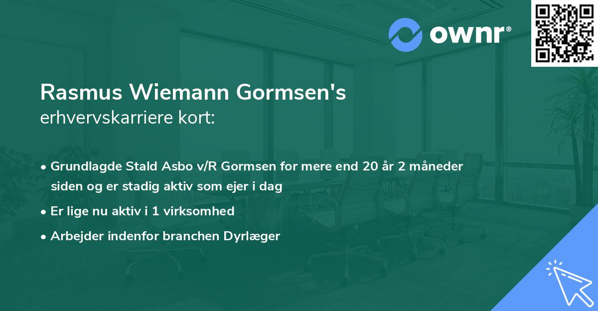 Rasmus Wiemann Gormsen's erhvervskarriere kort