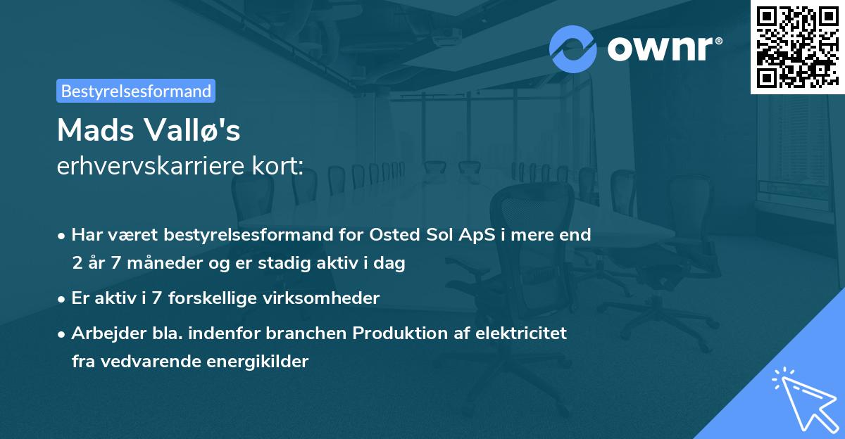 Mads Vallø's erhvervskarriere kort
