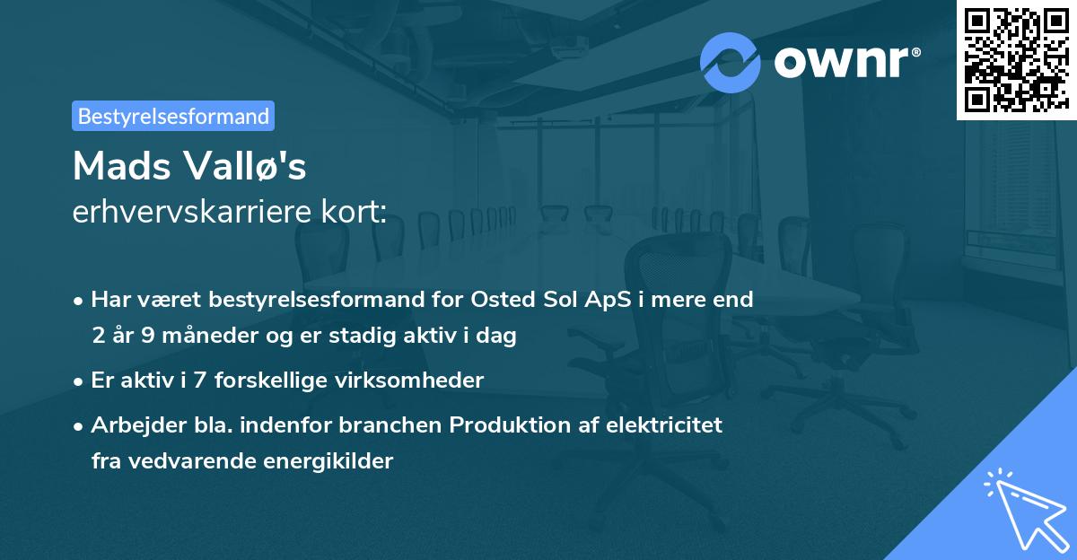 Mads Vallø's erhvervskarriere kort