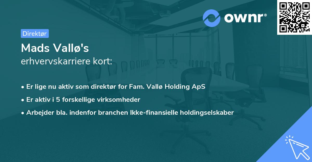 Mads Vallø's erhvervskarriere kort