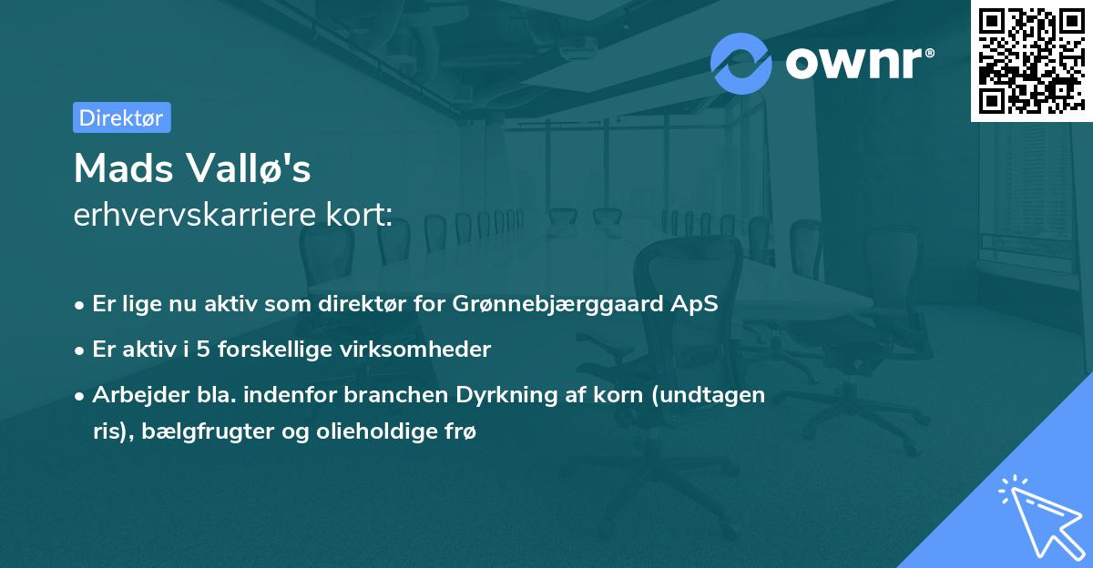 Mads Vallø's erhvervskarriere kort