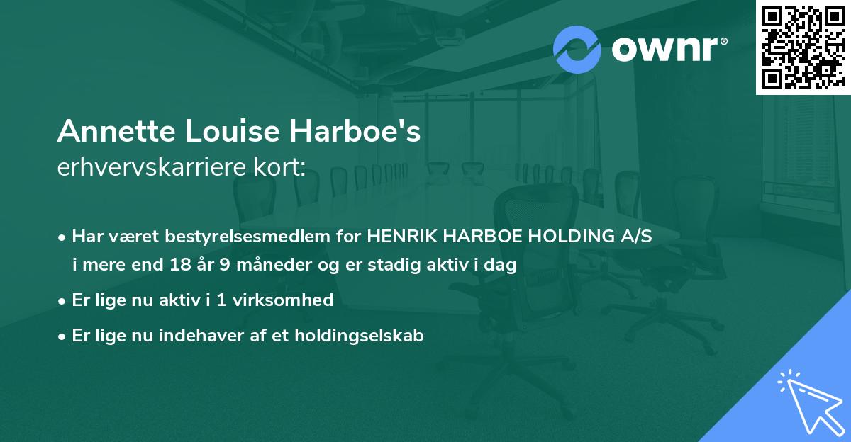 Annette Louise Harboe's erhvervskarriere kort