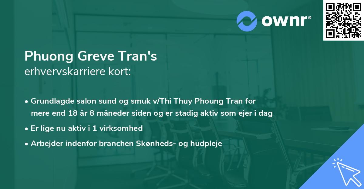 Phuong Greve Tran's erhvervskarriere kort