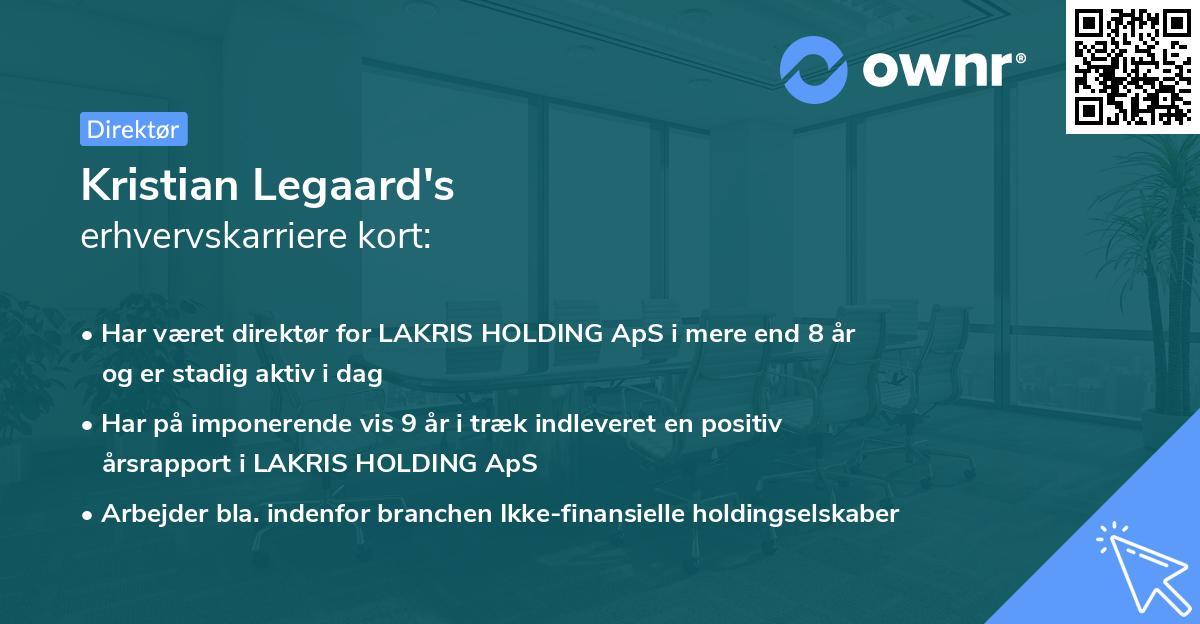 Kristian Legaard's erhvervskarriere kort