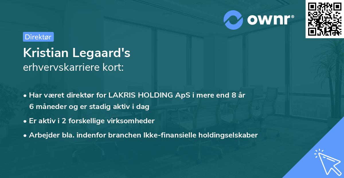Kristian Legaard's erhvervskarriere kort