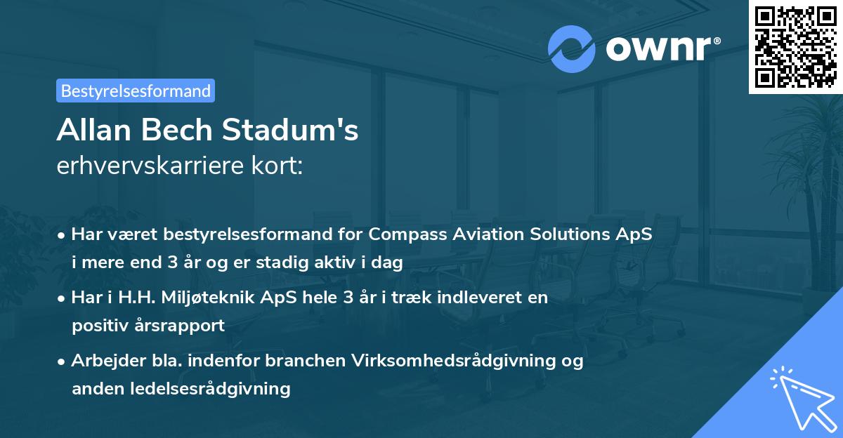 Allan Bech Stadum's erhvervskarriere kort