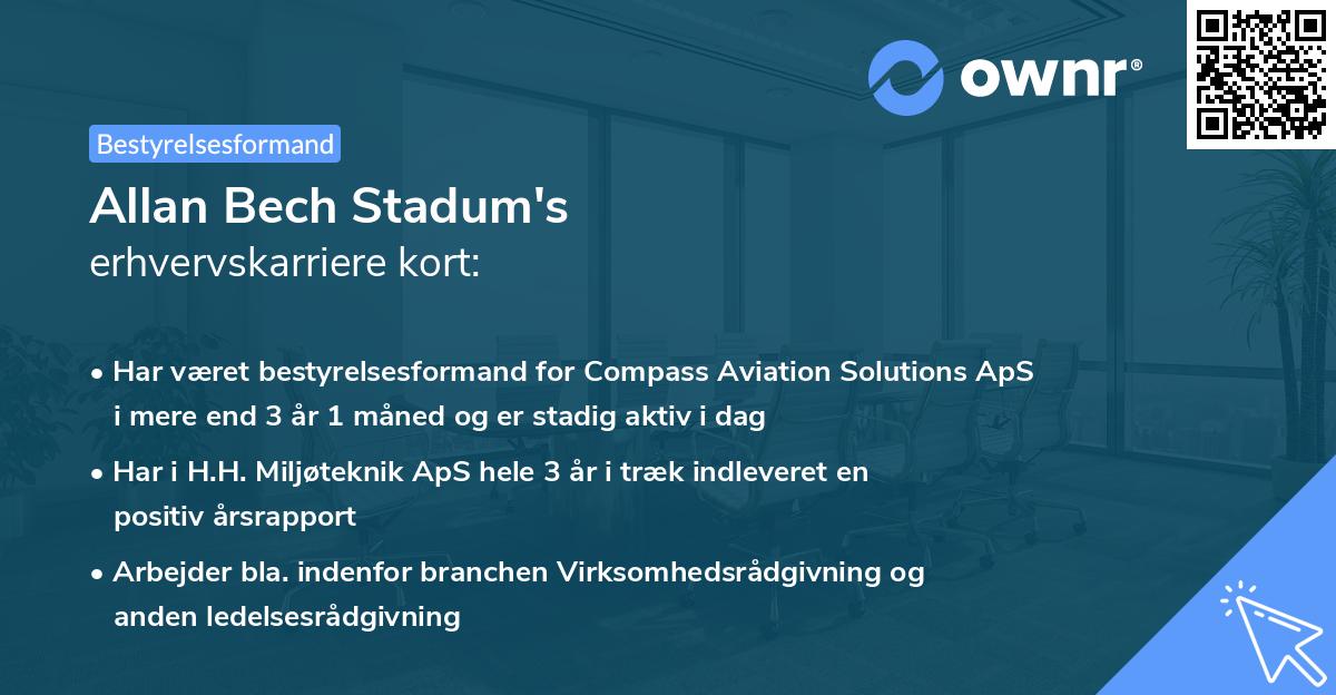 Allan Bech Stadum's erhvervskarriere kort