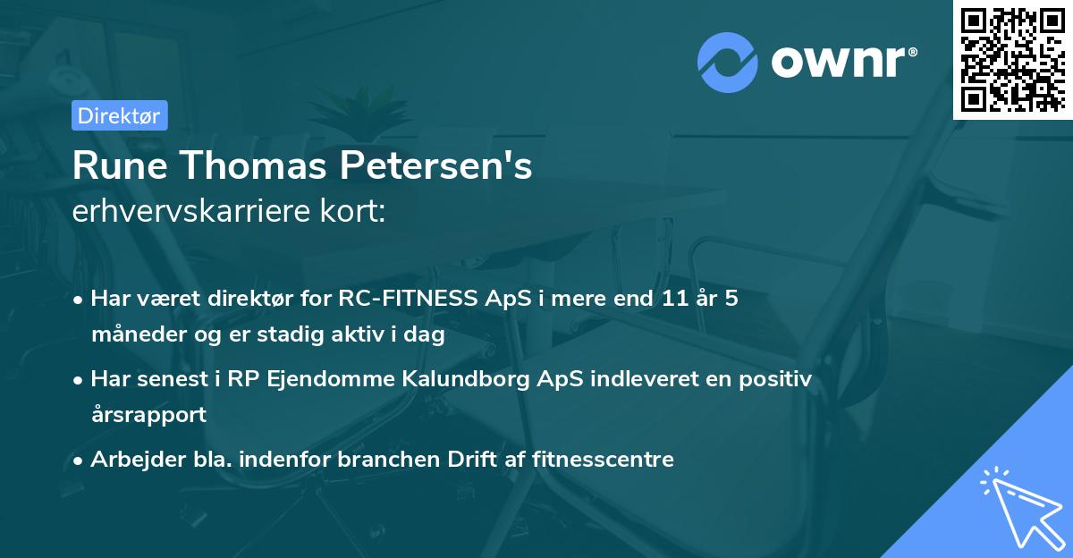 Rune Thomas Petersen's erhvervskarriere kort