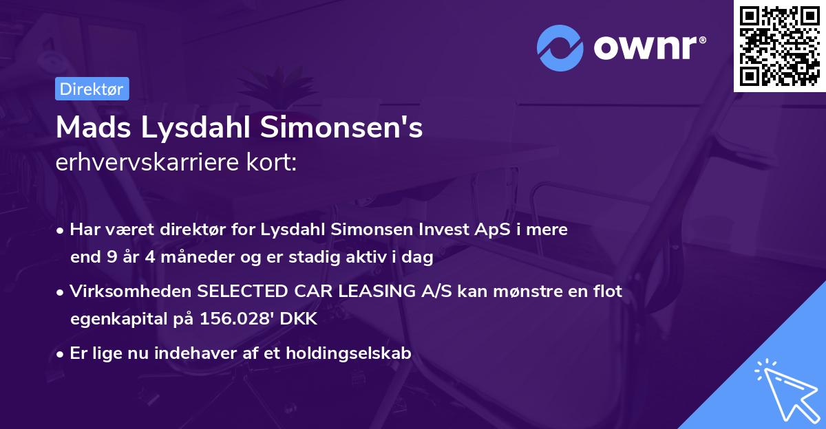 Mads Lysdahl Simonsen's erhvervskarriere kort