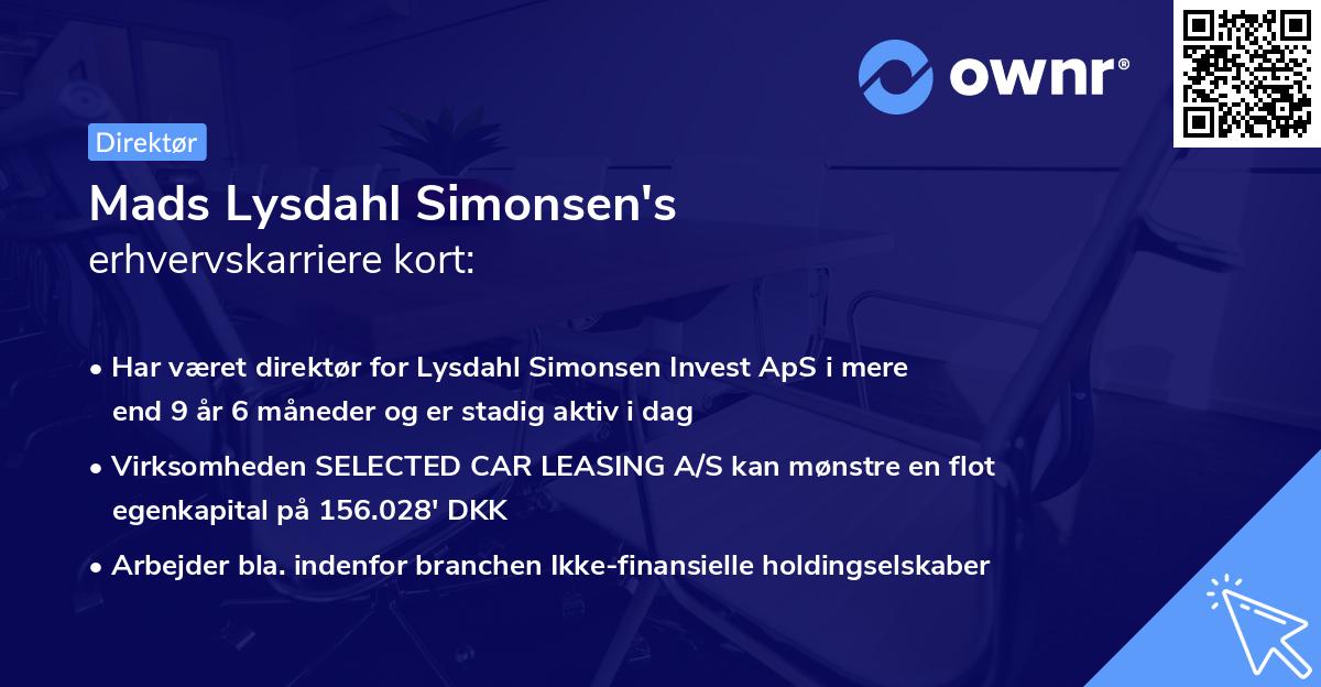 Mads Lysdahl Simonsen's erhvervskarriere kort