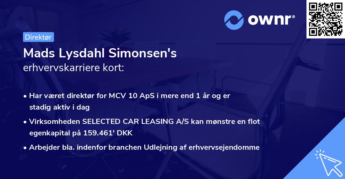 Mads Lysdahl Simonsen's erhvervskarriere kort