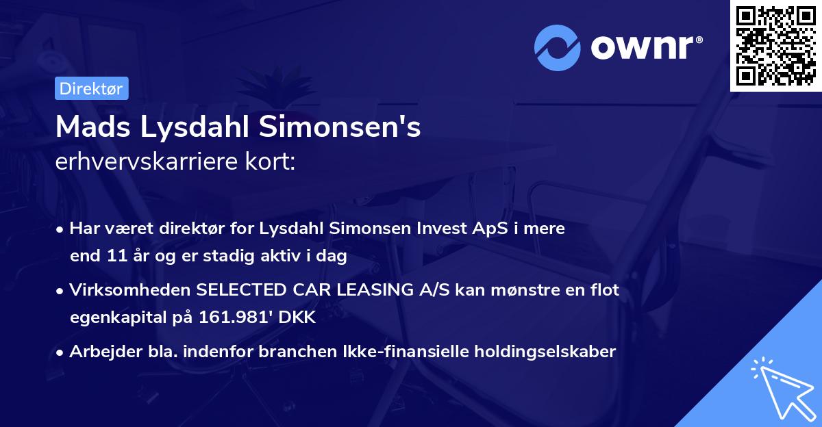 Mads Lysdahl Simonsen's erhvervskarriere kort