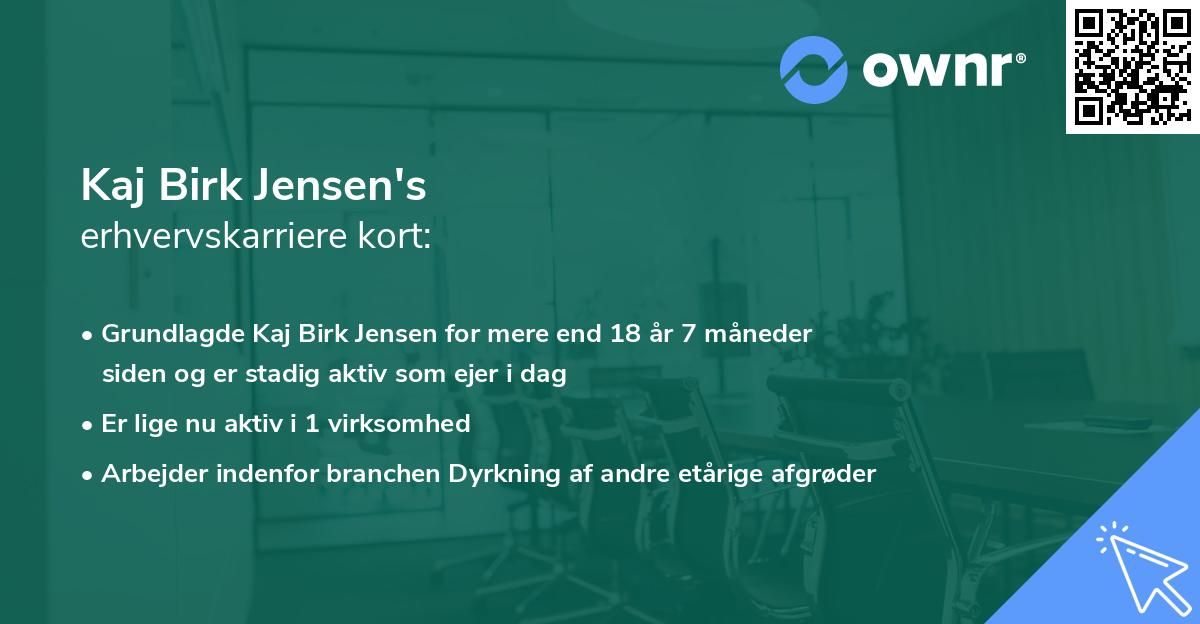 Kaj Birk Jensen's erhvervskarriere kort