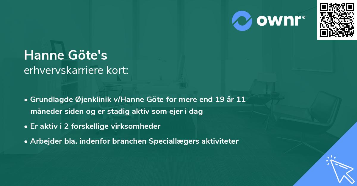 Hanne Göte's erhvervskarriere kort