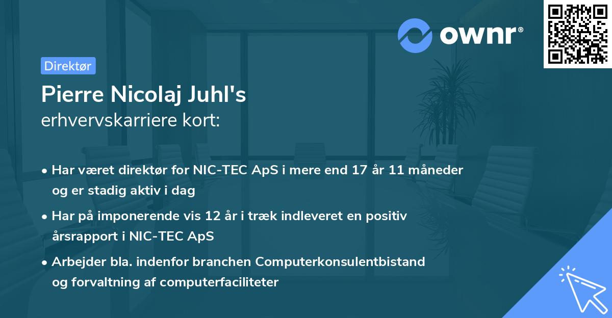 Pierre Nicolaj Juhl's erhvervskarriere kort