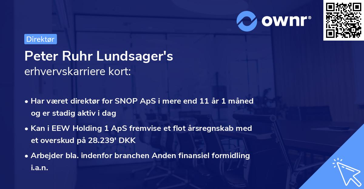 Peter Ruhr Lundsager's erhvervskarriere kort