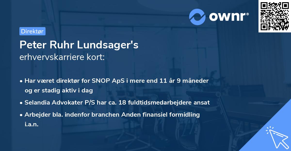 Peter Ruhr Lundsager's erhvervskarriere kort