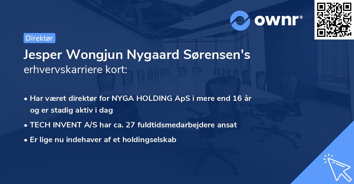 Jesper Wongjun Nygaard Sørensen's erhvervskarriere kort