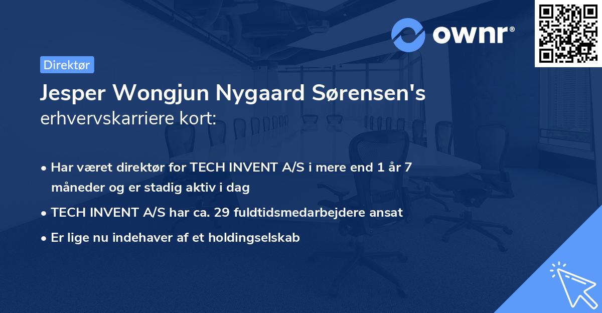 Jesper Wongjun Nygaard Sørensen's erhvervskarriere kort