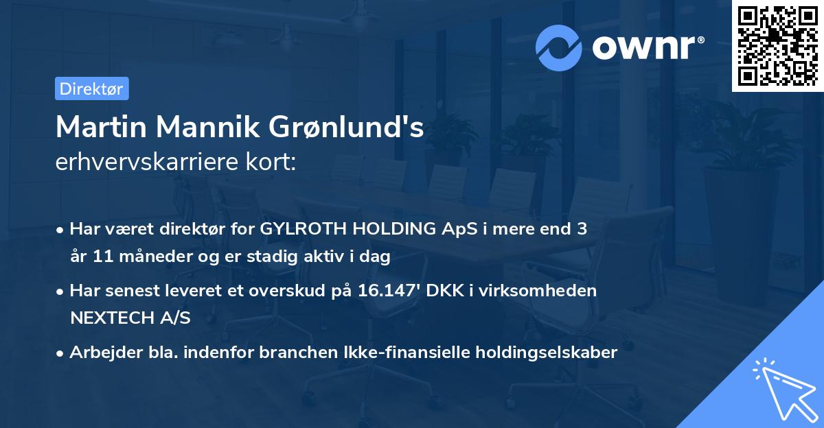 Martin Mannik Grønlund's erhvervskarriere kort