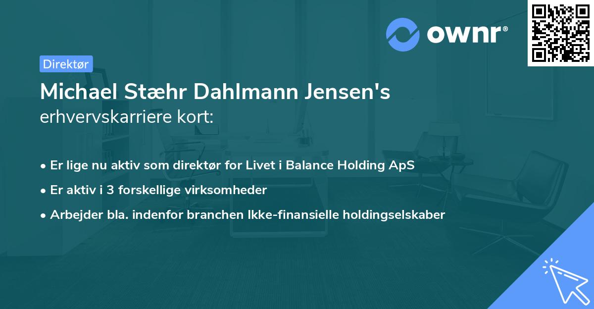 Michael Stæhr Dahlmann Jensen's erhvervskarriere kort