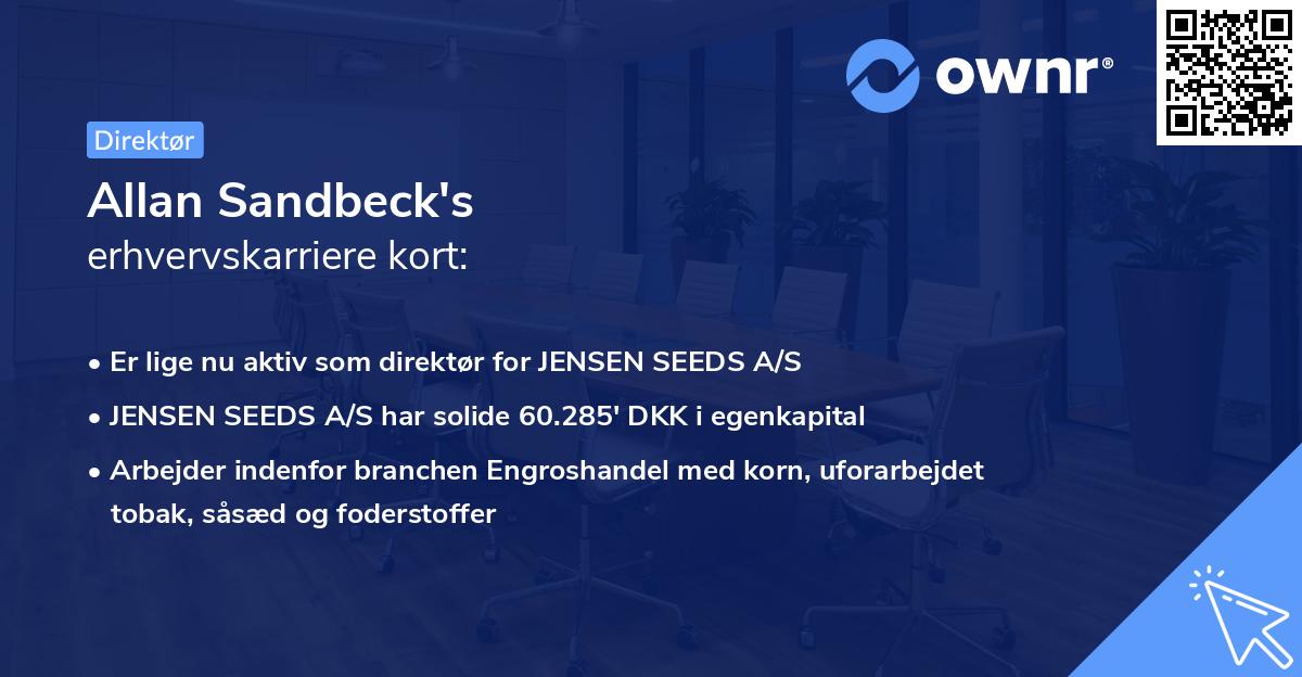 Allan Sandbeck's erhvervskarriere kort
