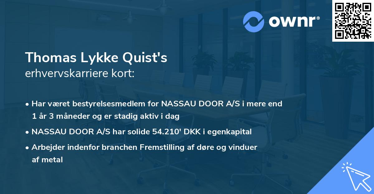 Thomas Lykke Quist's erhvervskarriere kort