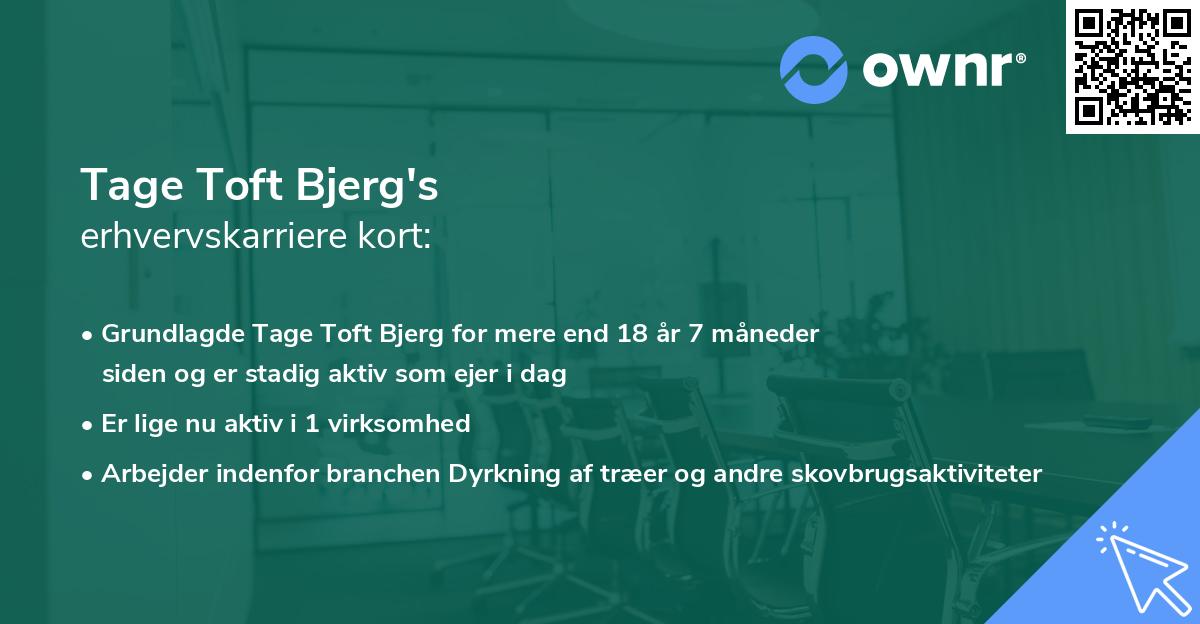 Tage Toft Bjerg's erhvervskarriere kort