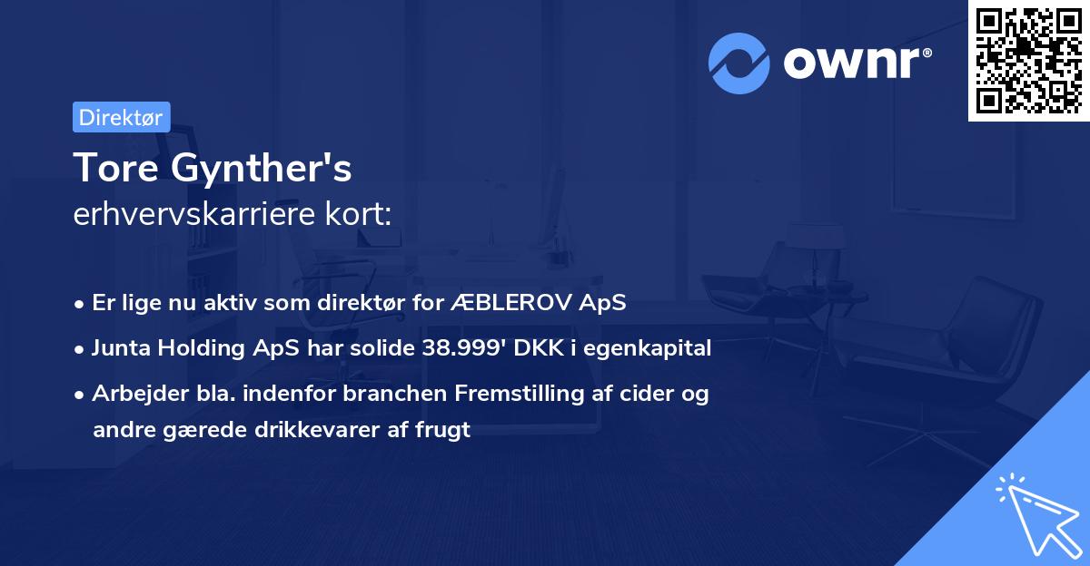 Tore Gynther's erhvervskarriere kort